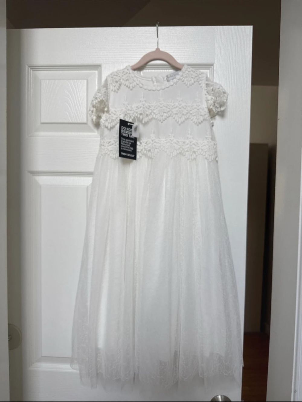 Girls White Lace & Tulle Dress – Formal Special Occasion